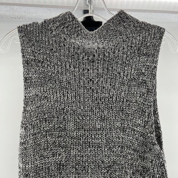 Cupio Women's Knit Sweater Dress Sleeveless Mock Neck Black/Gray Size Medium - Picture 2 of 9
